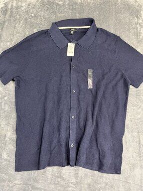 Alfani Mens Navy Short Sleeve Button-Up Shirt 3XL NWT